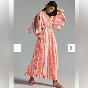 Floral Embroidered Maxi Dress Farm Rio -xxs